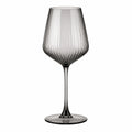 Calice da vino 500 ml in vetro grigio fumo con stelo e motivo scanalato