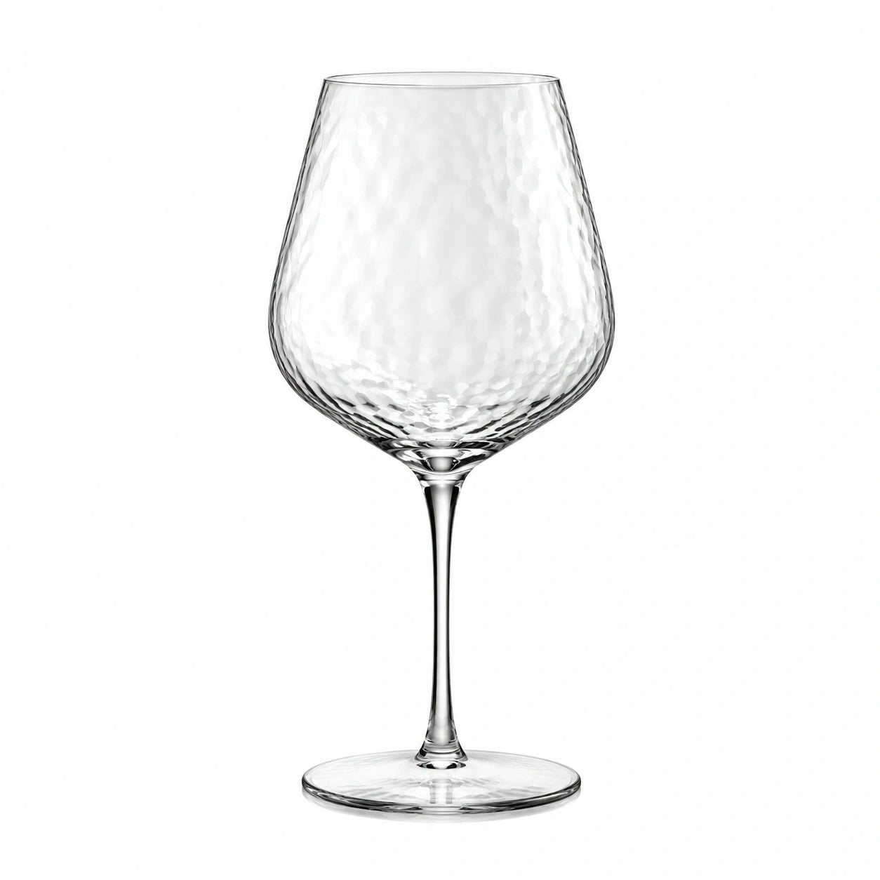 Calice da vino 650 ml in vetro trasparente martellato - stile elegante
