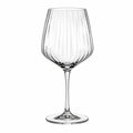Calice da vino 550 ml 23 cm in vetro trasparente a stelo con design scanalato