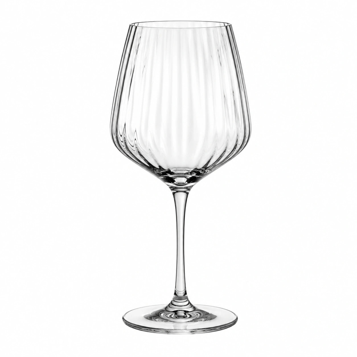 Calice da vino 550 ml 23 cm in vetro trasparente a stelo con design scanalato