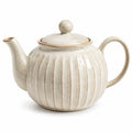 Teiera in ceramica 1.00 L avorio con coperchio design rigato