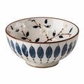 Ciotola 18 cm in ceramica bianca e blu con motivo floreale per tavola