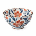 Ciotola in ceramica 20 cm bianca blu e arancione con motivo floreale