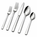 Set posate 5 pezzi in acciaio inox argento - stile moderno per tavola