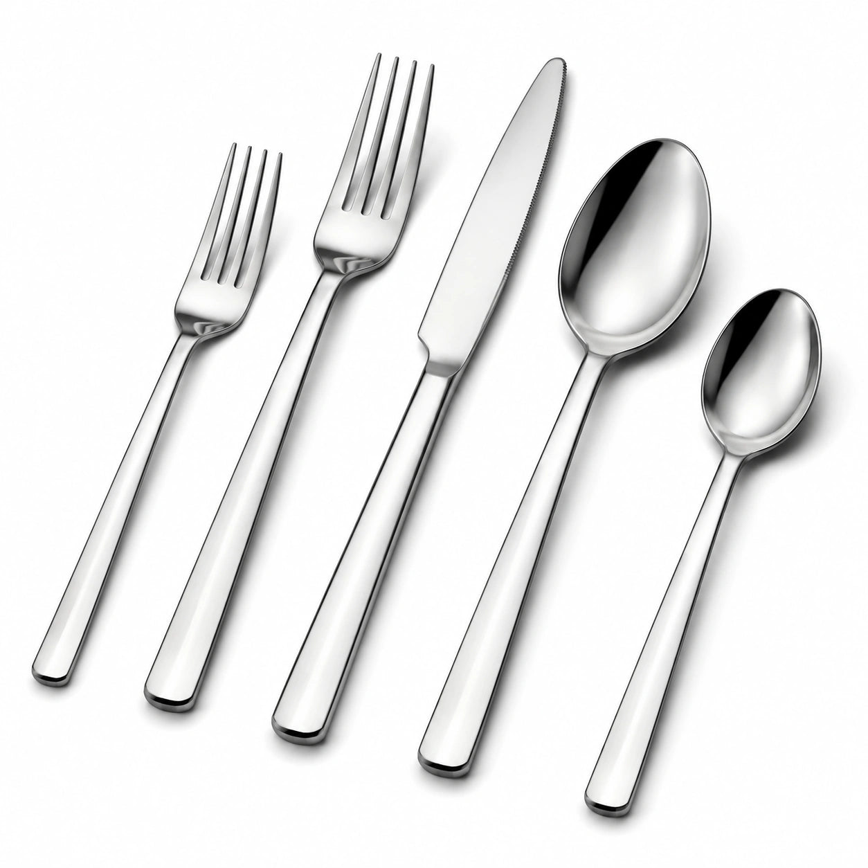 Set posate 5 pezzi in acciaio inox argento - stile moderno per tavola