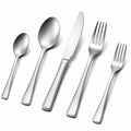 Set posate da tavola 5 pezzi in acciaio inox argento - design lucido per uso quotidiano