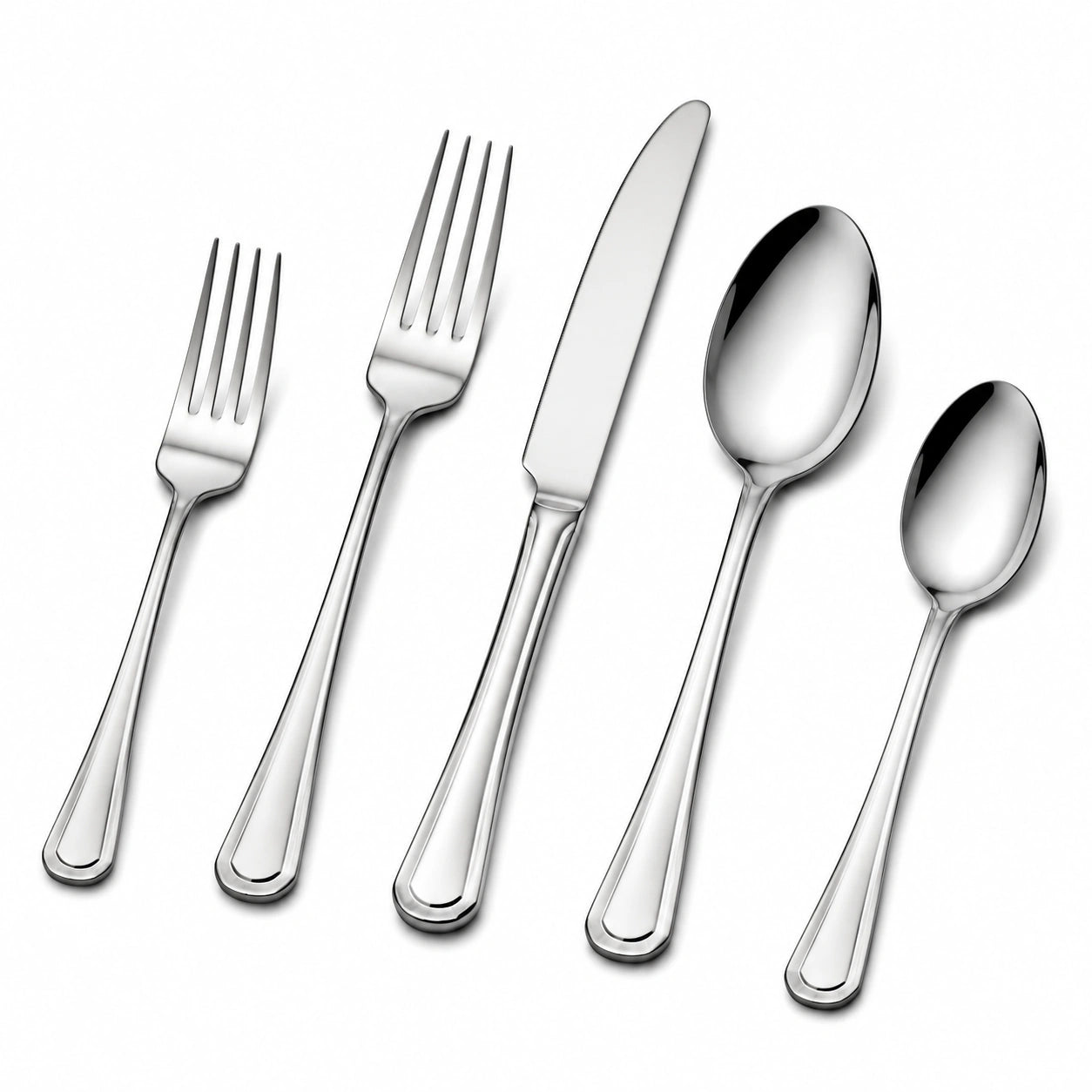 Set posate 5 pezzi da 15.5 a 23.0 cm in acciaio inossidabile argento - stile classico