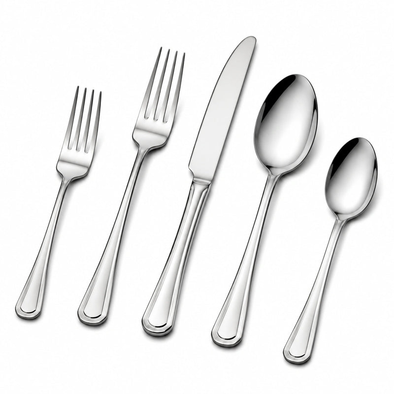 Set posate 5 pezzi da 15.5 a 23.0 cm in acciaio inossidabile argento - stile classico