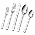Set posate 5 pezzi in acciaio inox argento con manico sfaccettato per tavola
