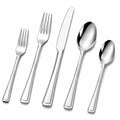 Set posate 5 pezzi in acciaio inox argento lucido per tavola - design moderno