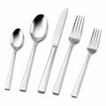 Set posate 5 pezzi in acciaio inossidabile argento stile moderno