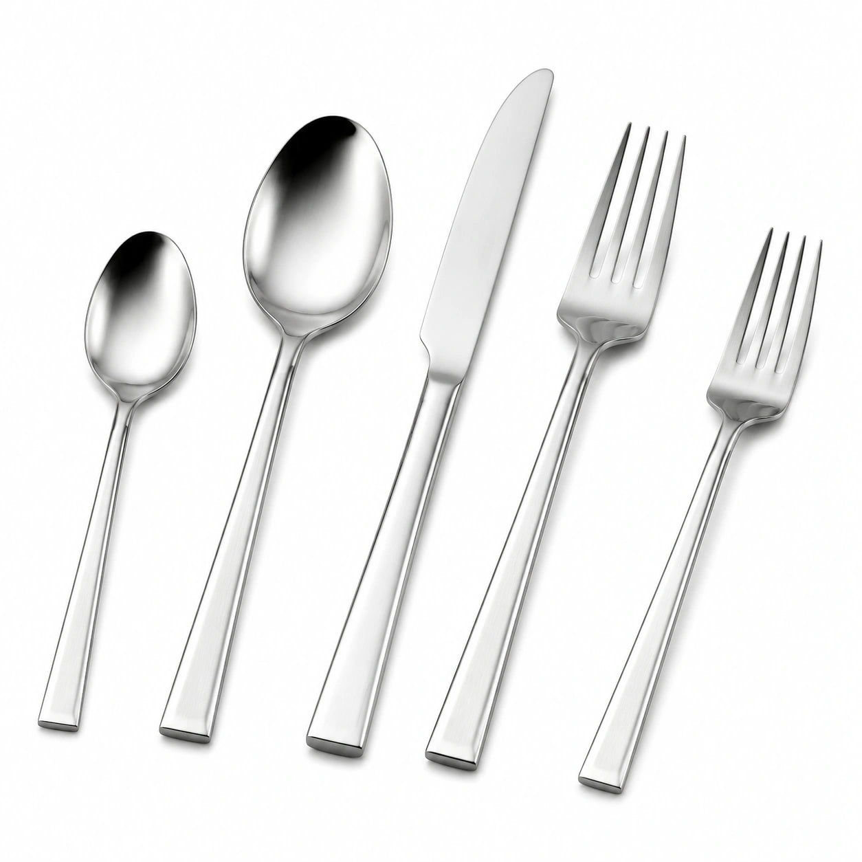 Set posate 5 pezzi in acciaio inossidabile argento stile moderno