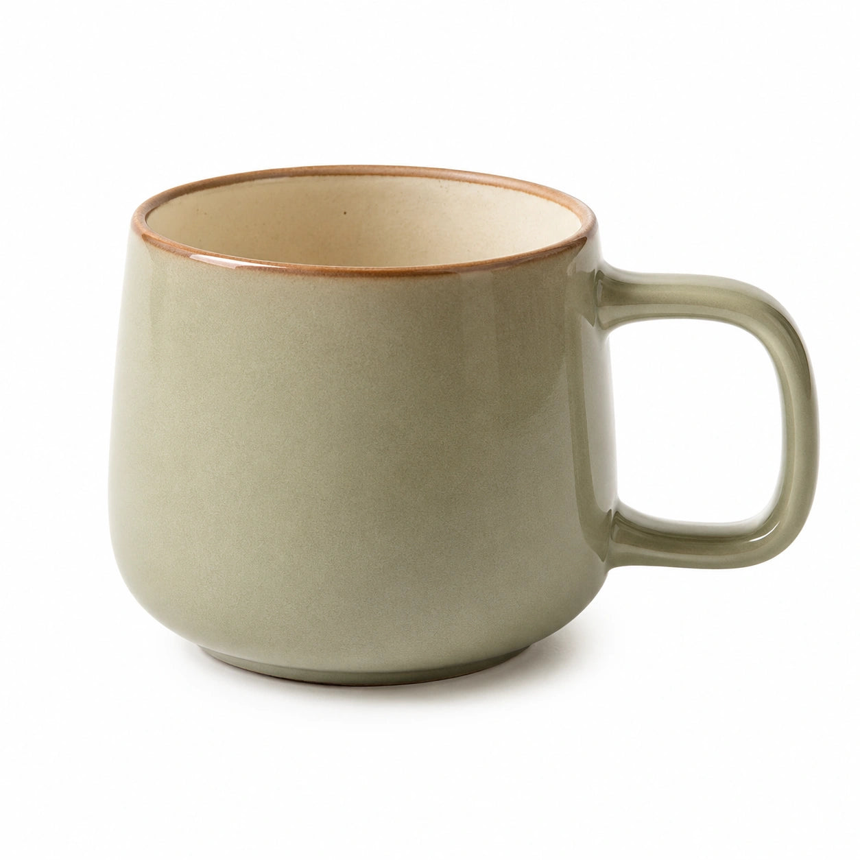 Tazza in ceramica 450 ml verde salvia - manico ampio stile rustico