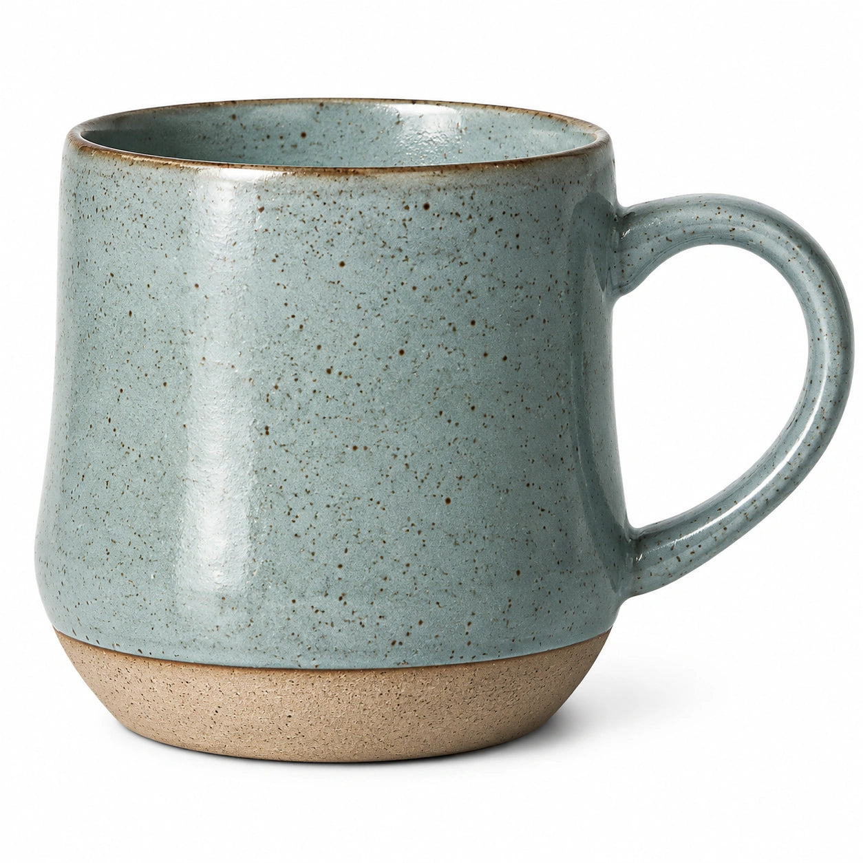 Tazza 450 ml in ceramica verde salvia con smalto puntinato stile rustico