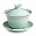 Tazza da tè con coperchio 150 ml - ceramica verde celadon con piattino stile tradizionale