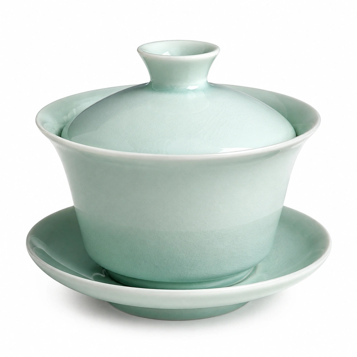 Tazza da tè con coperchio 150 ml - ceramica verde celadon con piattino stile tradizionale