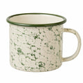 Tazza smaltata 500 ml in acciaio bianco e verde con manico stile retrò