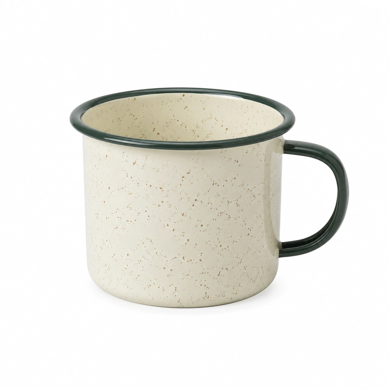 Tazza 350 ml in acciaio smaltato bianco e verde - stile rétro per bevande calde