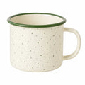 Tazza smaltata 450 ml 10 cm bianco verde con manico stile retrò